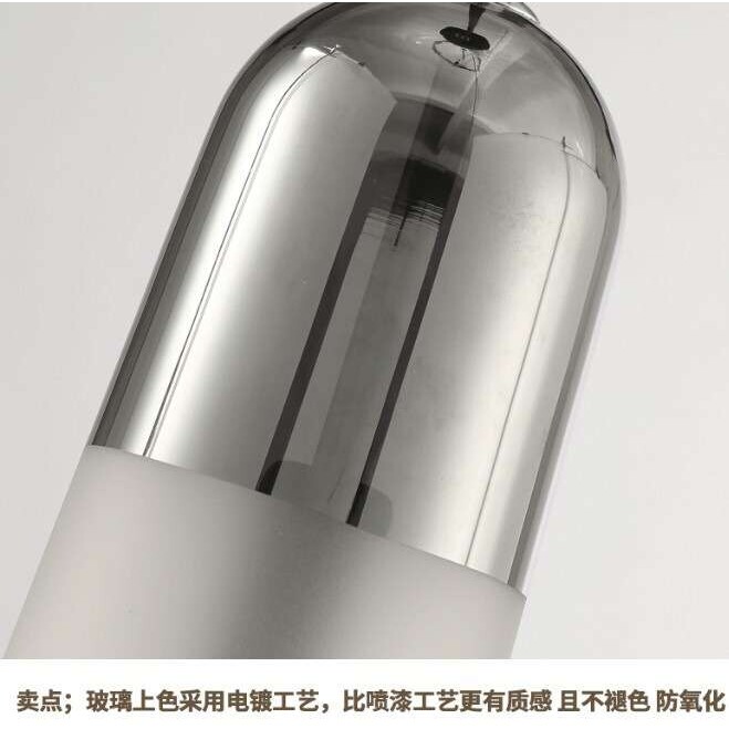 新款后现代极简个性单头软装设计师长条形玻璃艺术悬挂中式吊灯