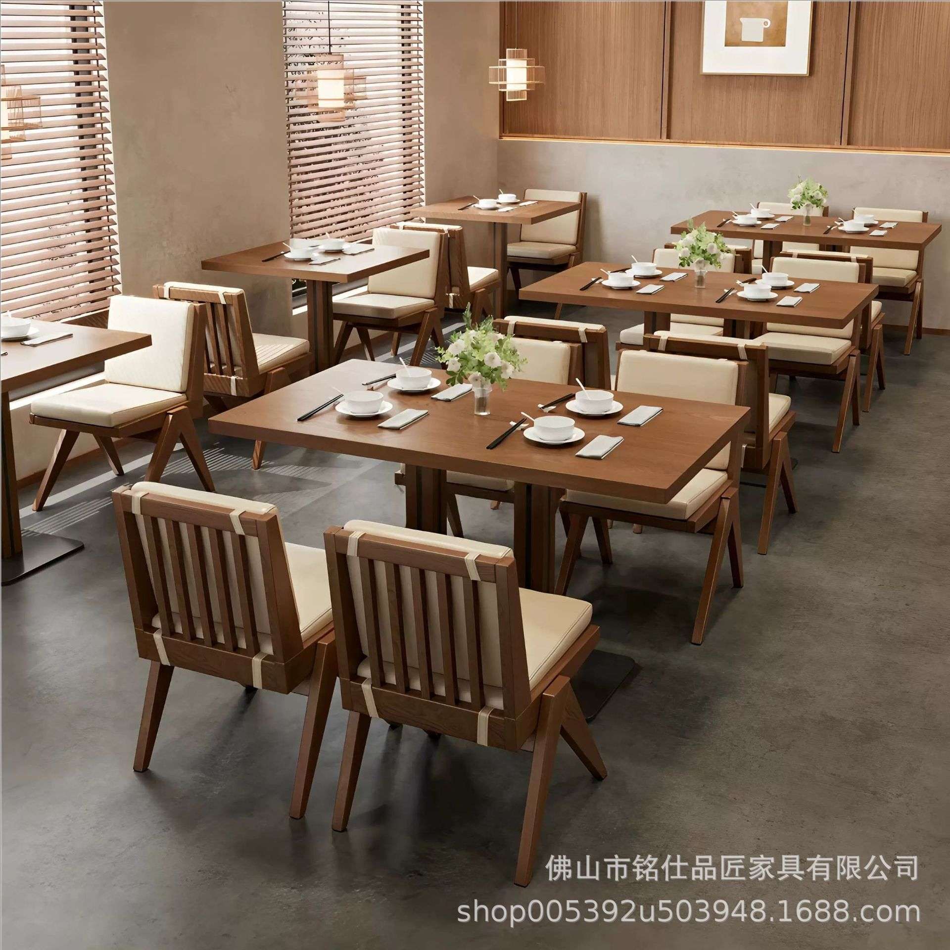 现代简约实木卡座沙发中式餐厅料理寿司店糖水铺粉面馆咖啡厅桌椅