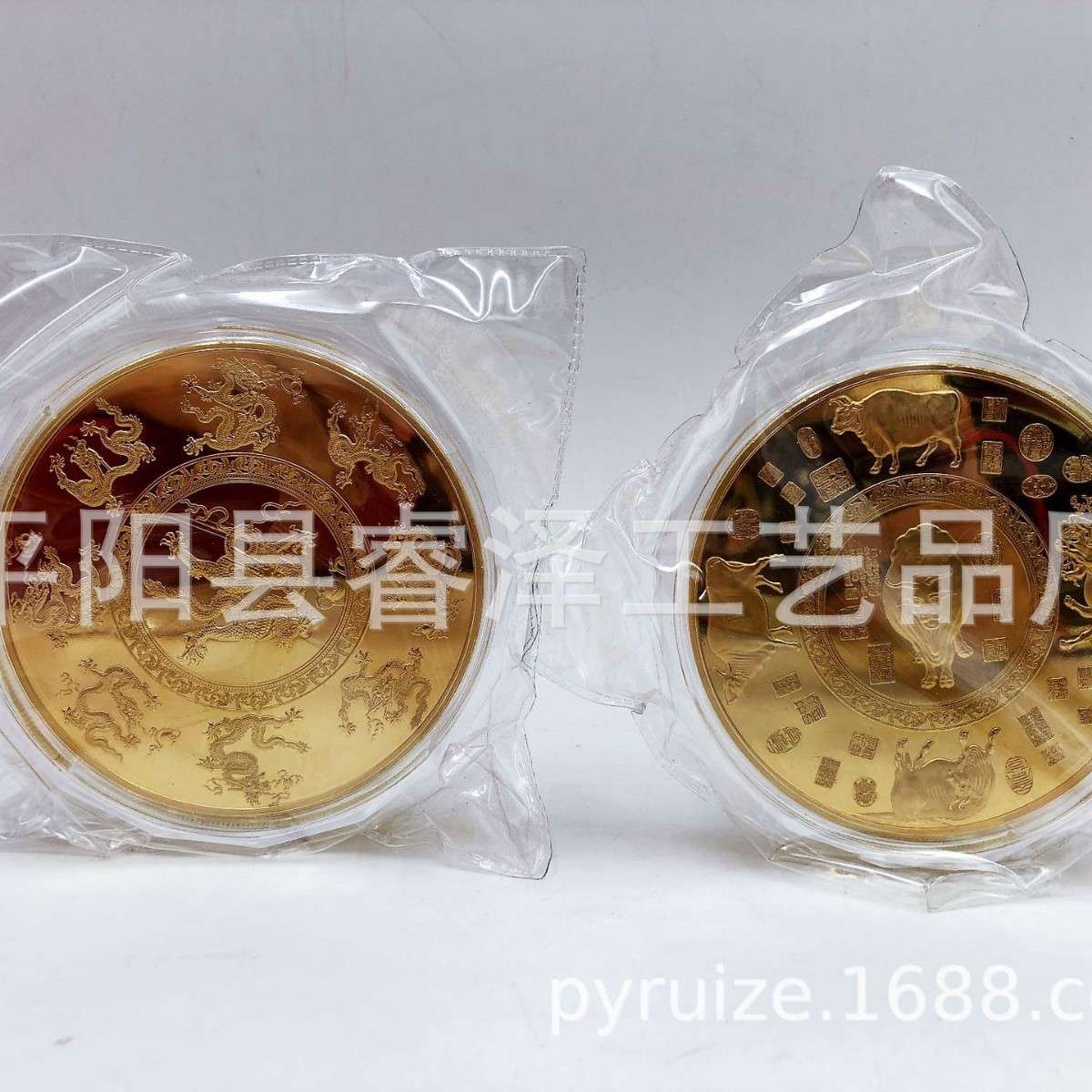 guobao双绝大全套五牛图九龙图公斤章立体纪念章工艺品摆件
