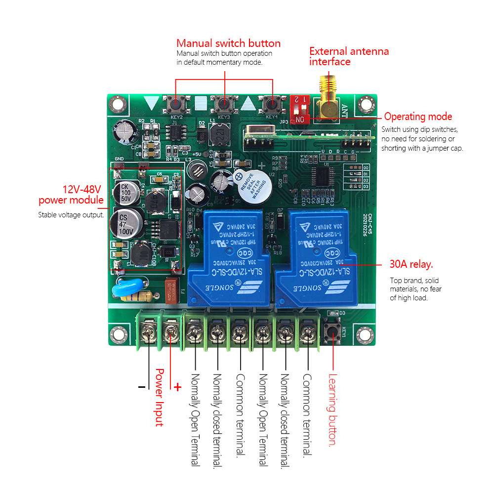 DC12V24V48V正反转电机控制器 大功率推杆控制器门窗升降遥控开关