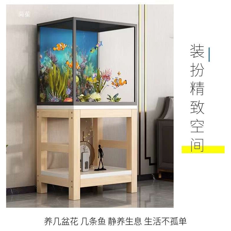 简约中式鱼缸架子实木无结疤底柜客厅多层置物架底座鱼缸架可图片