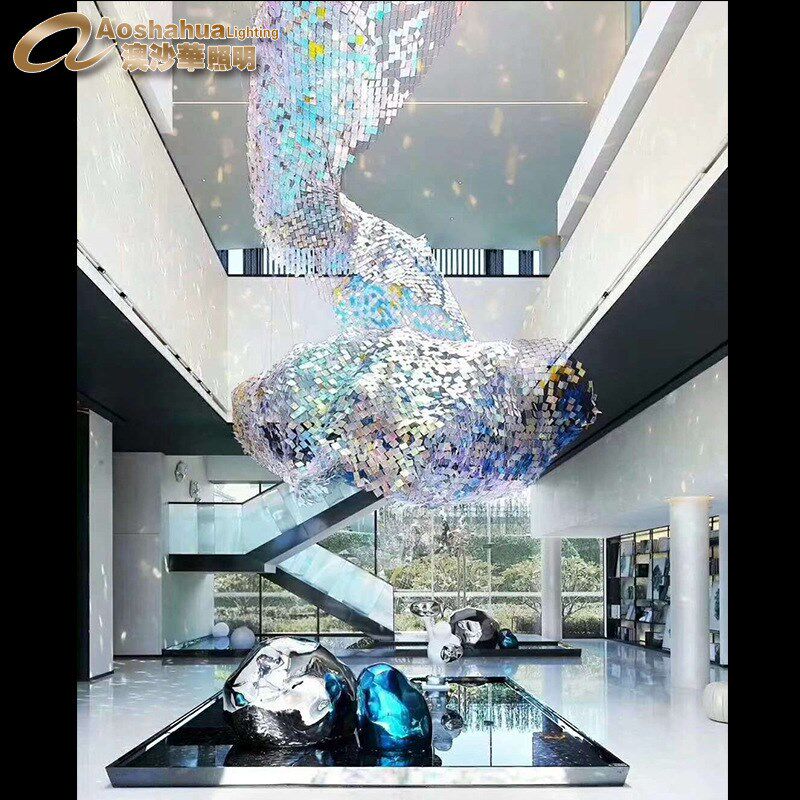 水晶吊灯a 彩色水晶方块片售楼部水晶灯 珠宝展厅工程装饰灯
