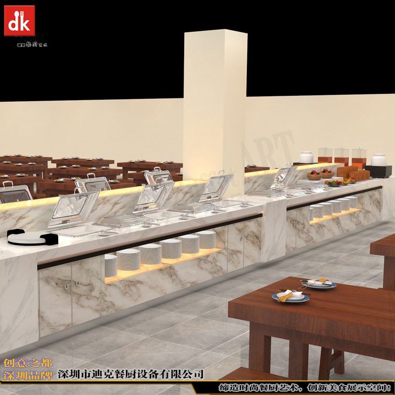 酒店自助餐台案例效果图 酒店用品配套一站式 自助餐厅装修布菲台