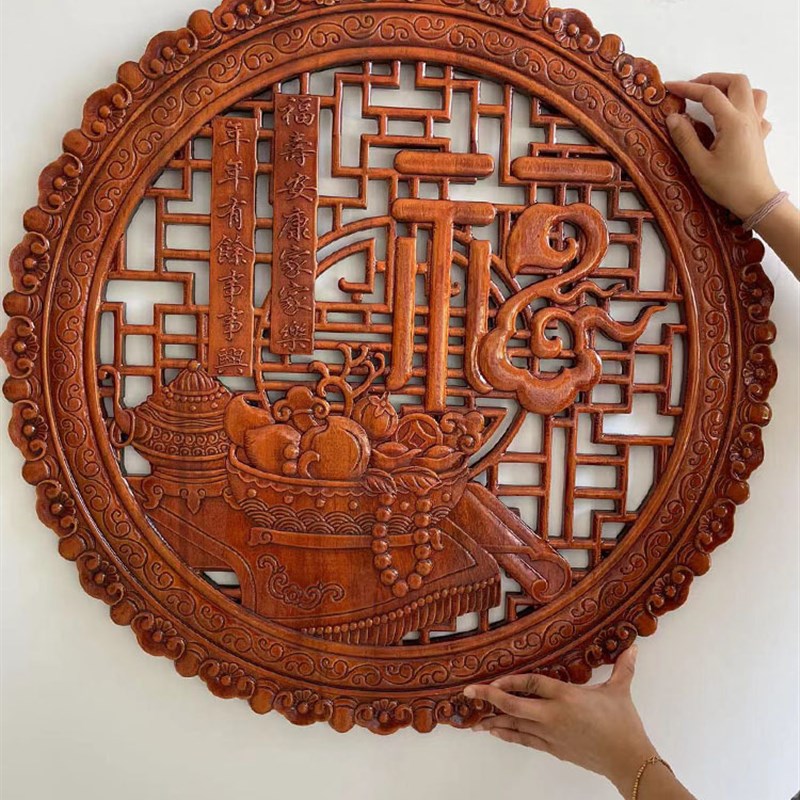 东阳木雕挂件香樟木雕刻画工艺品中式客厅艺术P卧室内装饰品木雕