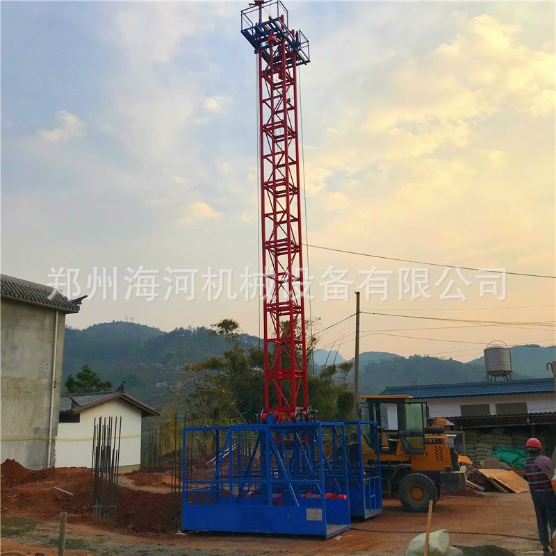 2022建筑物i料升降机一柱两梯工地货物升降机盖房用物料提升机货