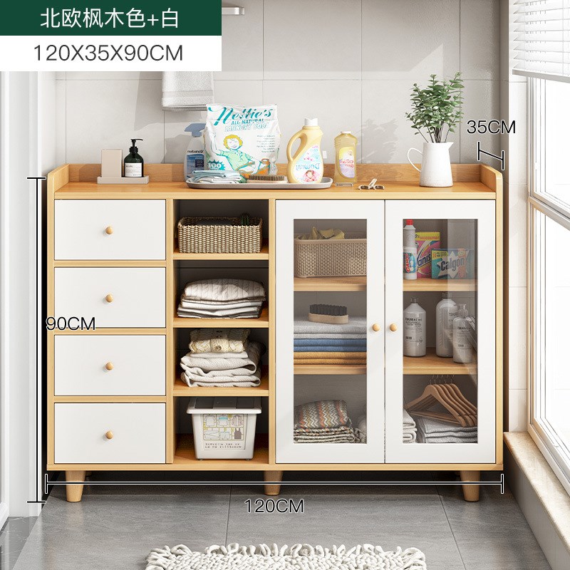 柜储物柜阳台玻璃双开门r飘窗收纳柜小户型家用卧室大容量放衣柜