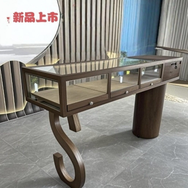 支持服装店玻璃展示柜中岛台