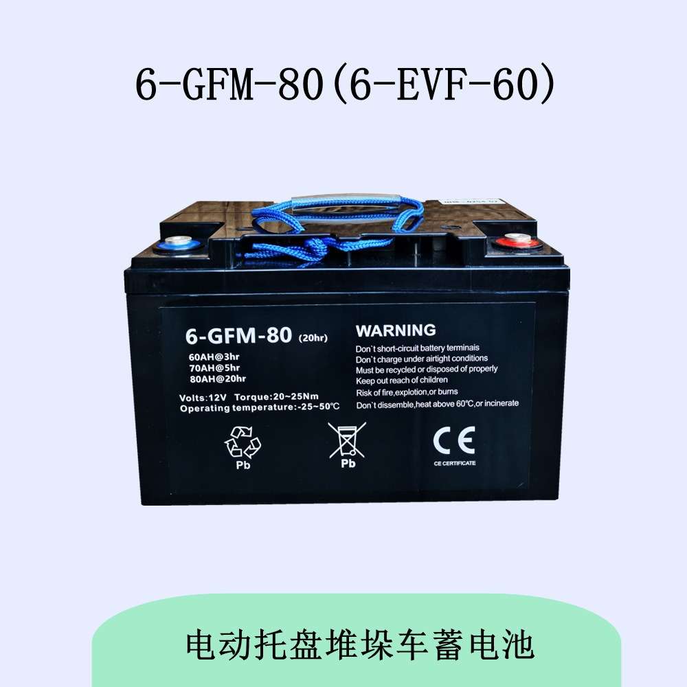 6EVF60蓄电池托盘搬运车12V75A堆垛车6GFM80小金刚地牛叉车电瓶