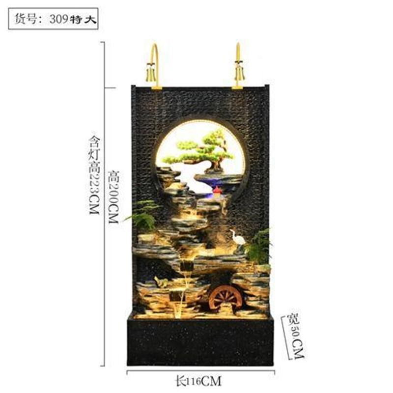 水幕墙流水摆f件假山喷泉风水轮客厅室内招财屏风玄关隔断阳台造