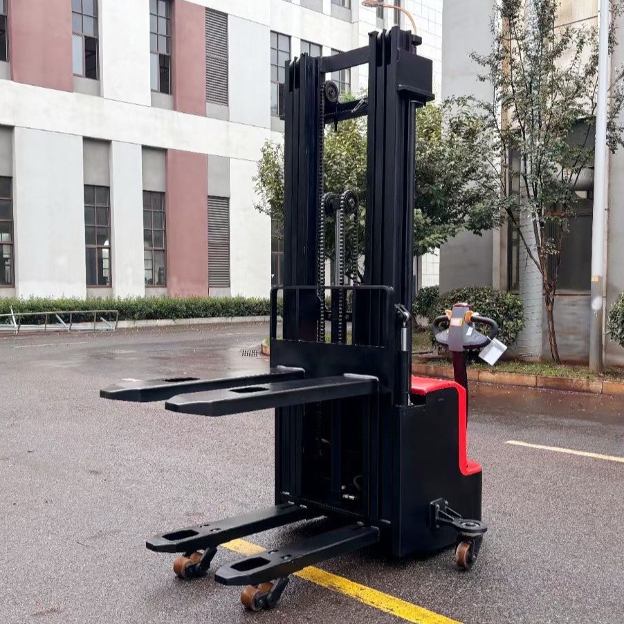 普尔夫步行式全电动双起升电动堆高车电瓶叉车2吨自动托盘堆垛机