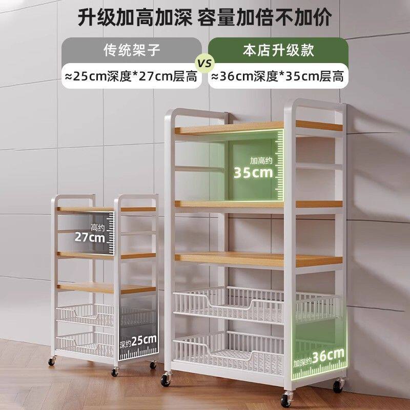 厨房置物架落地式家用多层微波炉架多功能菜篮子收纳储物架子窄缝图片