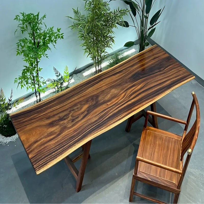 胡桃木大板办公桌会议桌非洲花梨简约餐桌鸡翅木实木大板茶桌书桌