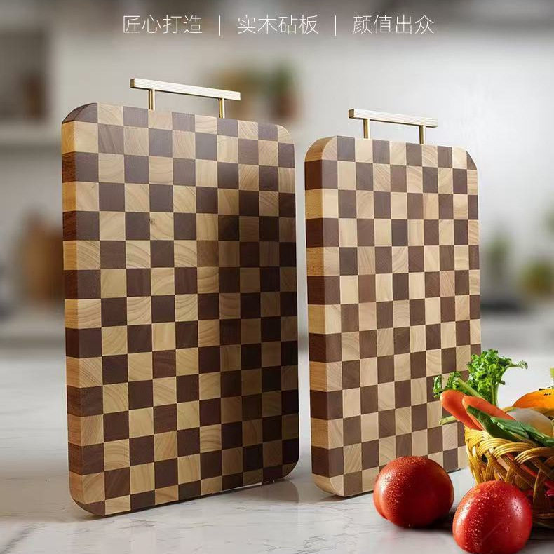 加厚创意棋盘格菜板家用砧板辅食粘板水果马赛克切菜板实木质案板