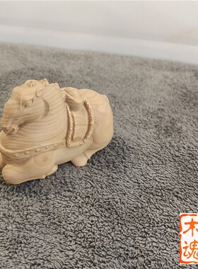 崖柏小叶黄杨木雕m生肖马到成功文玩把玩件办公室唐马手把件小摆