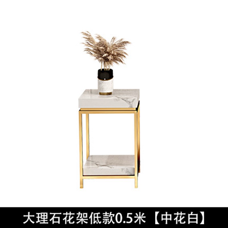 轻奢大理石花架子客厅落地式高端不锈钢K置物架阳台简约现代北欧