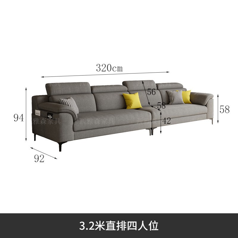 棉麻布艺沙发北欧现代简约客厅小户型直排L四人位高靠背折叠可拆