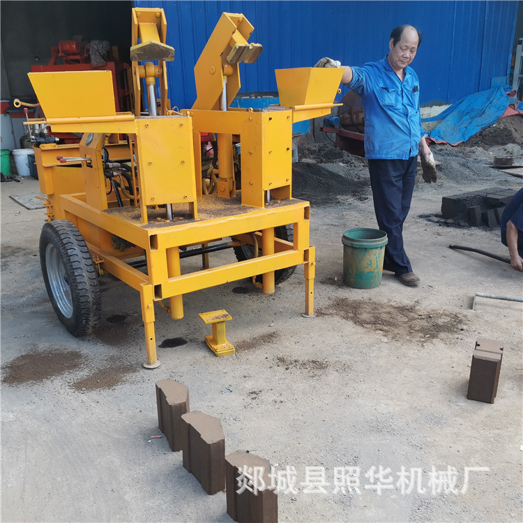 畅销非洲的柴油拖车式的泥土土壤泥巴粘土实心连锁砖制砖机