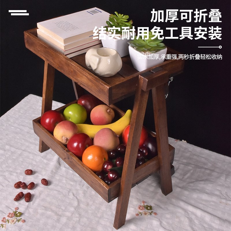 CF89木制架子置物n多层收纳架厨房卫生间折叠桌面免安装柚木落地