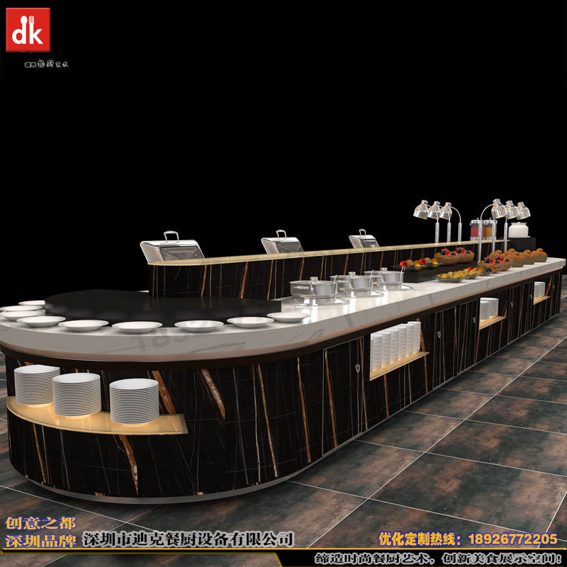 自助餐台设计效果图 酒店布菲台材质 规格 尺寸 酒店嵌入式保温板