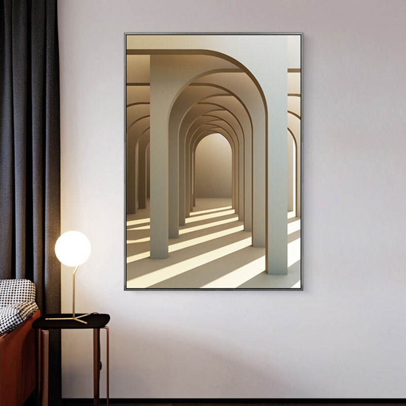 现代玄关背景装饰画北欧简约风格I建筑空间延伸大幅挂画