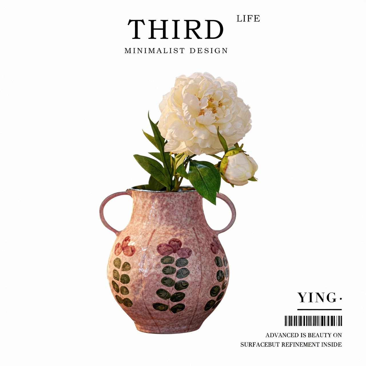 Life's·Ying· 客厅高级感插花装饰陶瓷鲜花摆件彩绘花瓶 | 莹幻