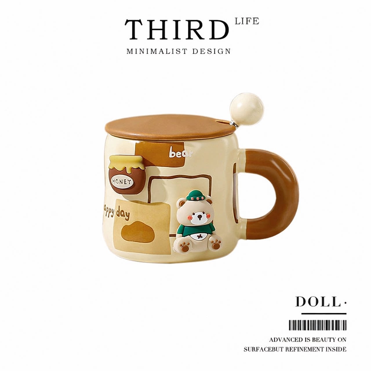 Life's·Doll·可爱陶瓷水情侣杯杯具磁力小熊马克杯带盖勺| 玩偶