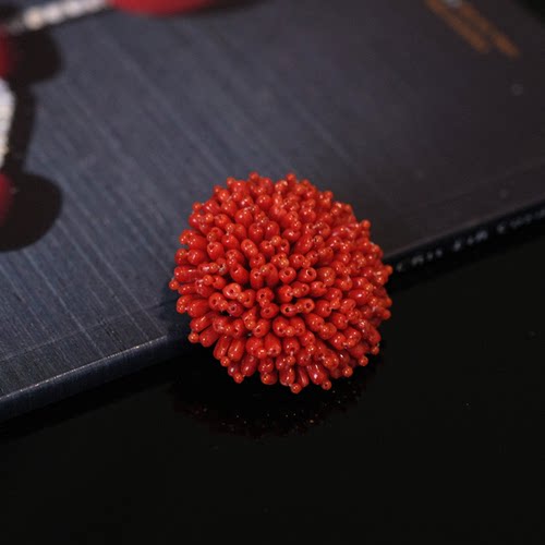 【可乐优选】海红宝 天然珊瑚 多样性 红珊瑚编织花胸针 约40mm