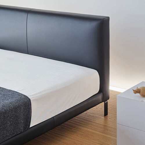coconordic|Vem现代简约.齐边小户型黑色床北欧日式双人床超纤皮