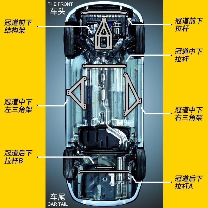 虎力斯 适冠道前顶吧底架平x衡杆拉杆前平衡拉杆加固件强化改装吧