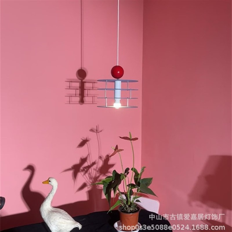 韩风撞色多巴胺亚克力吊灯床头卧E室儿童房可爱吧台小户型装饰灯
