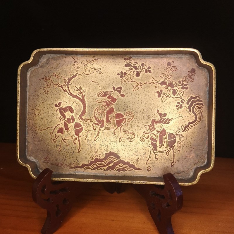 古玩收藏古董仿古做旧铜器铜盘果盘茶盘P多款图案收藏工艺品