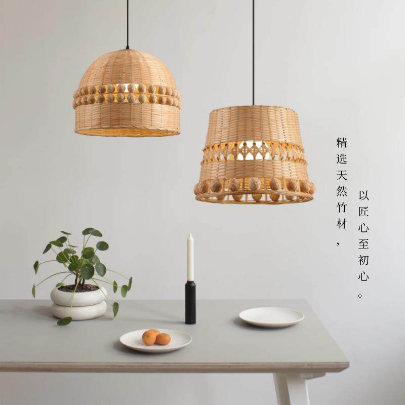 民宿卧室竹编吊灯现代中式餐厅吧台饭店创意竹艺灯禅意茶室竹子灯