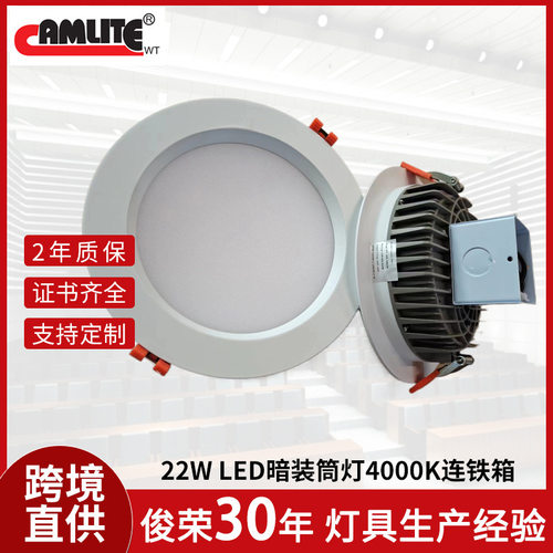 22WLED应急筒灯4000K连铁箱