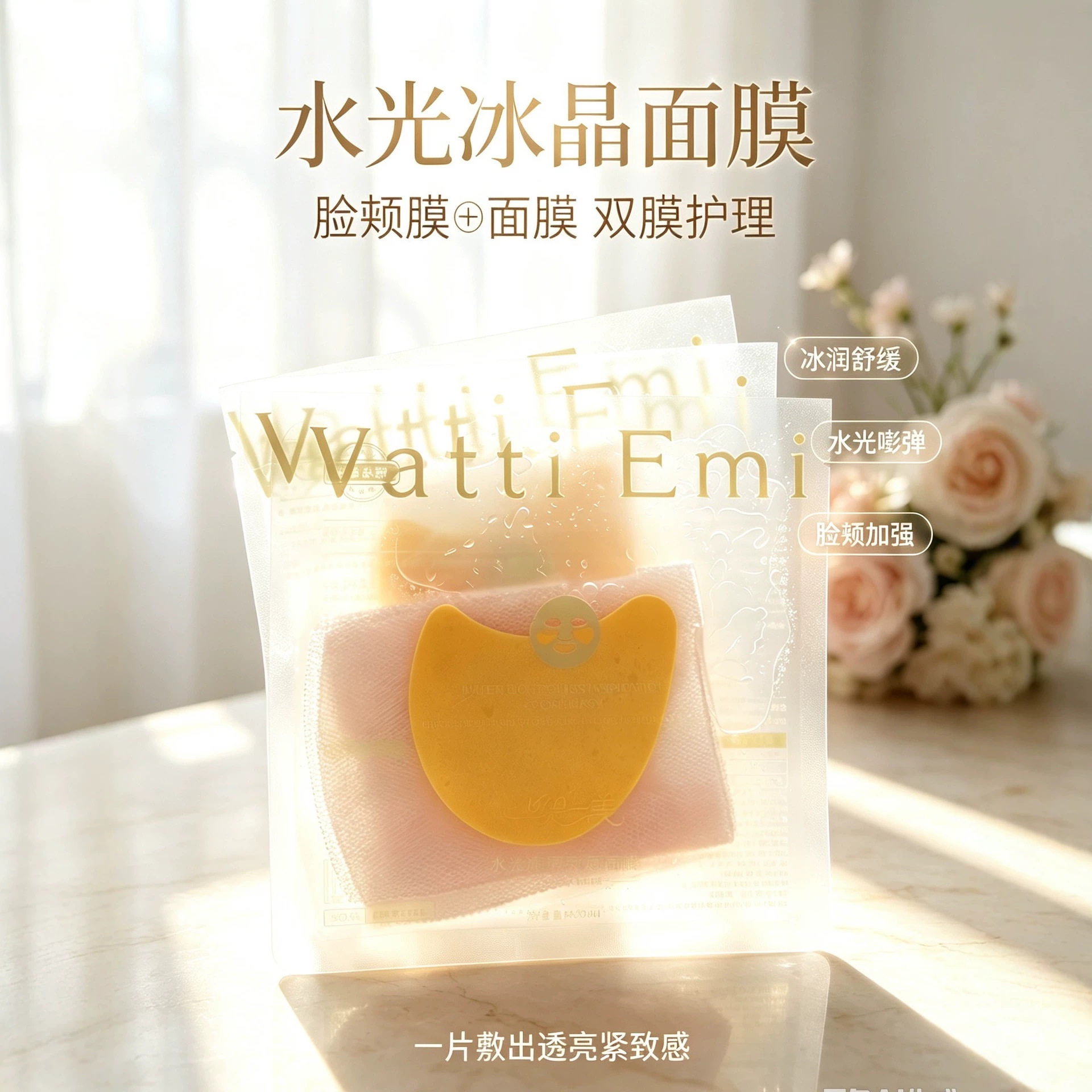 水光琉璃灵感面膜冰感降温舒缓补水修HU退红水光动能苏院线面膜贴