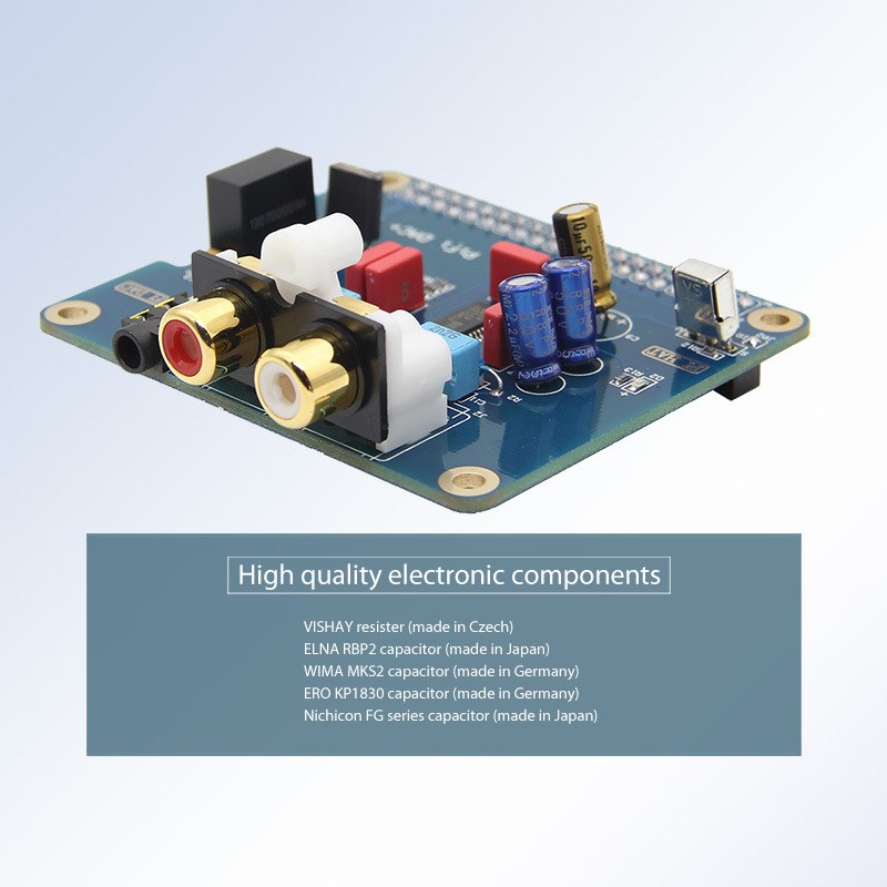 镀金版树莓派专用HIFI DAC+声卡 I2S接口 pifi DAC PCM5122芯片