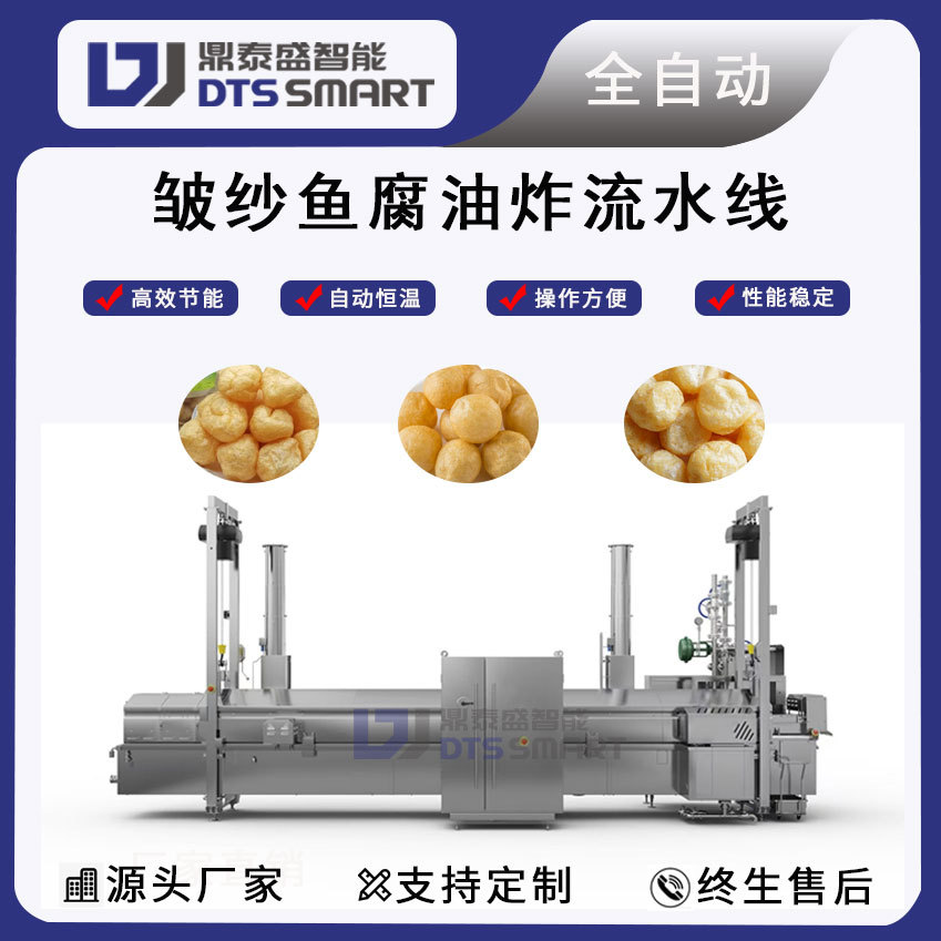 鱼腐油豆腐油炸流水线广东罗定皱纱鱼腐油炸设备豆泡鱼豆腐油炸机