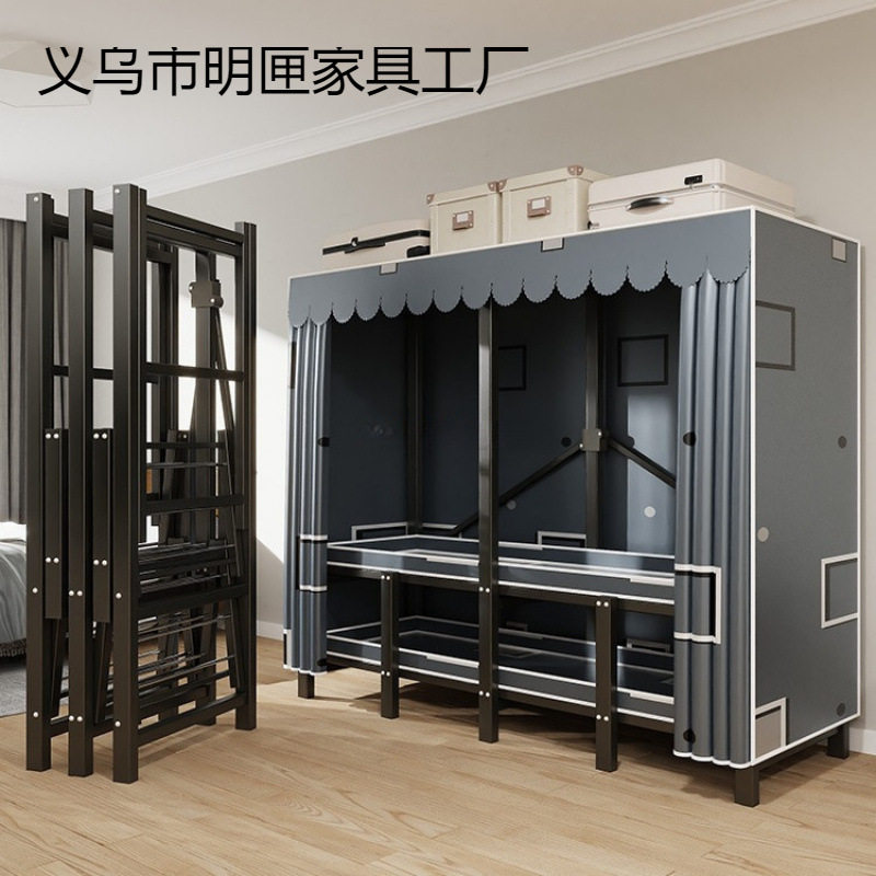 衣柜家用卧室简约现代简易布衣柜免安装可折叠大衣橱宿舍出租严选
