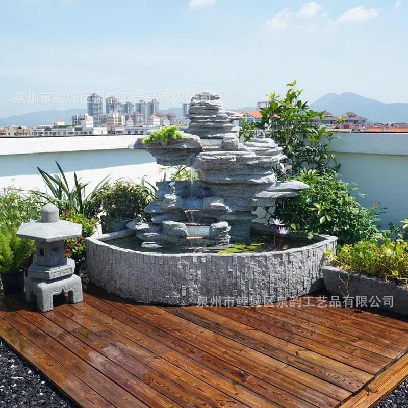 户外花园假山g流水喷泉庭院景观鱼池大型花园布置装饰水池造景摆