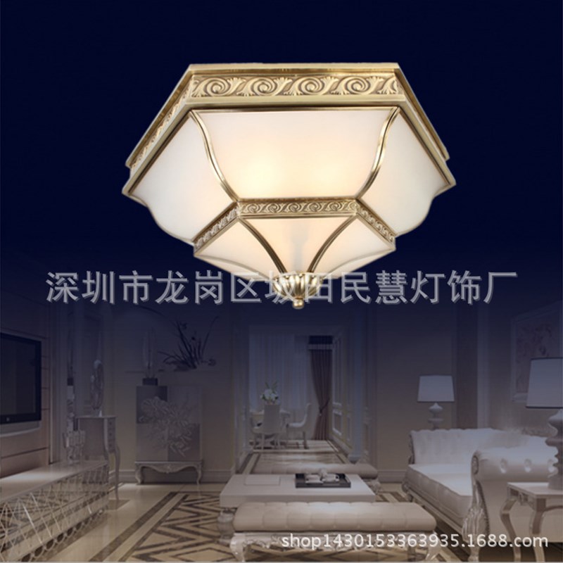 供应 LED全铜焊锡灯 欧式全铜吸顶灯 全铜玻璃吸顶灯