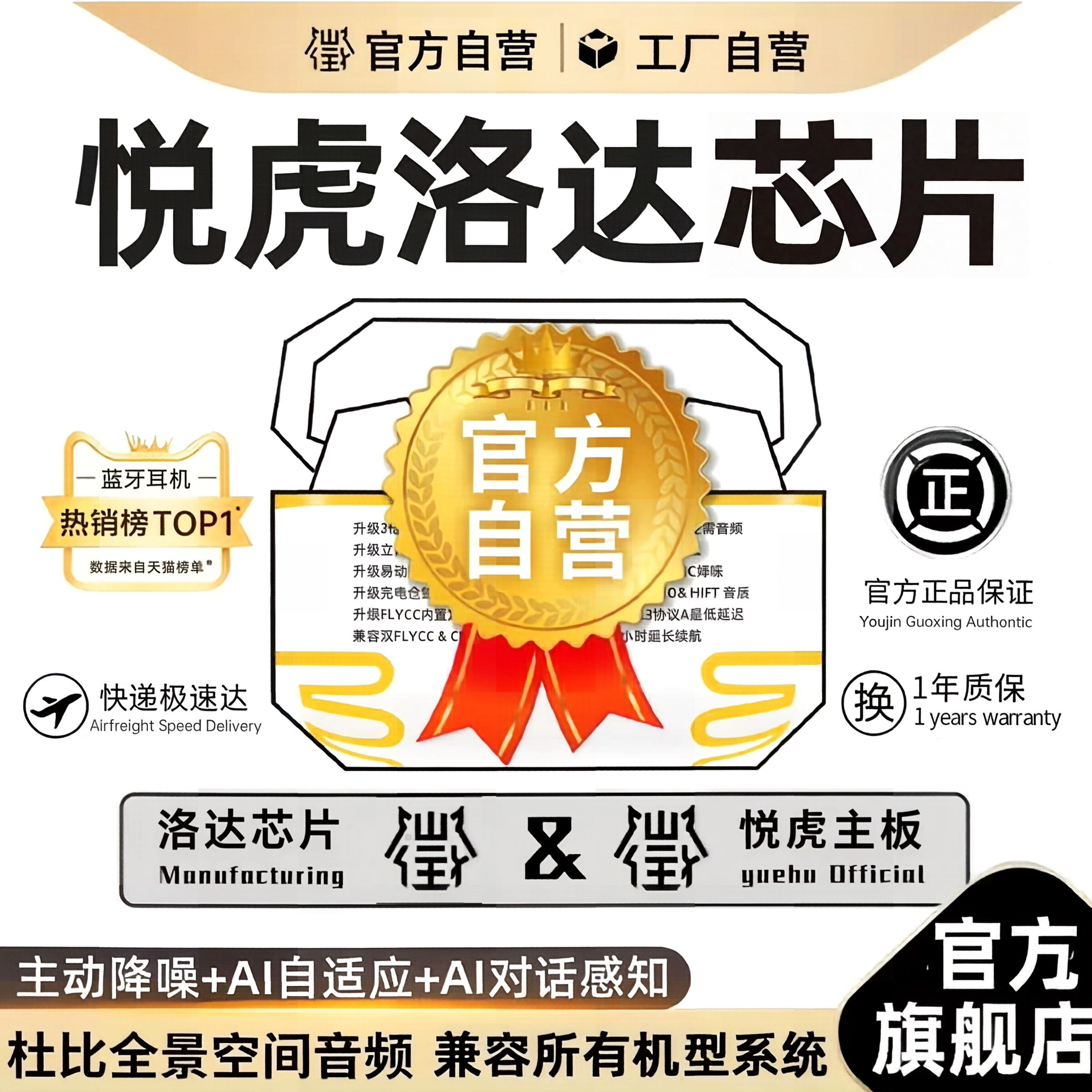 华强北高端蓝牙耳机悦虎正品顶配洛达1571AM五代pro3降噪六代air4 - 实物图