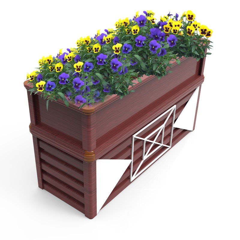 铝合金仿木纹金属花箱道t路庭院种植花盆架多层靠背座椅立体花槽