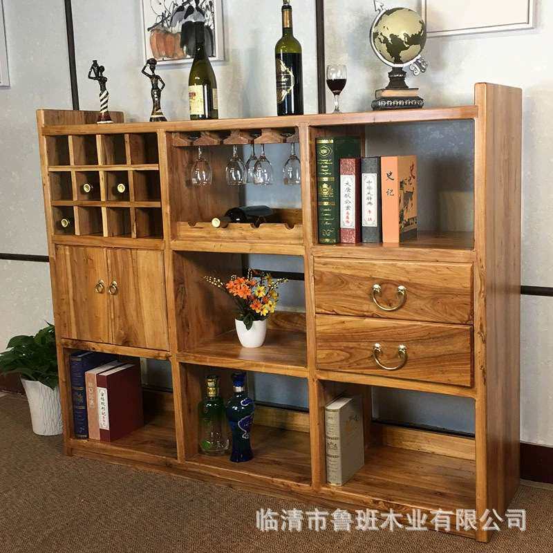 鲁班一木实木酒水柜多功能茶水柜餐边柜储物柜中式玄关柜现代简约