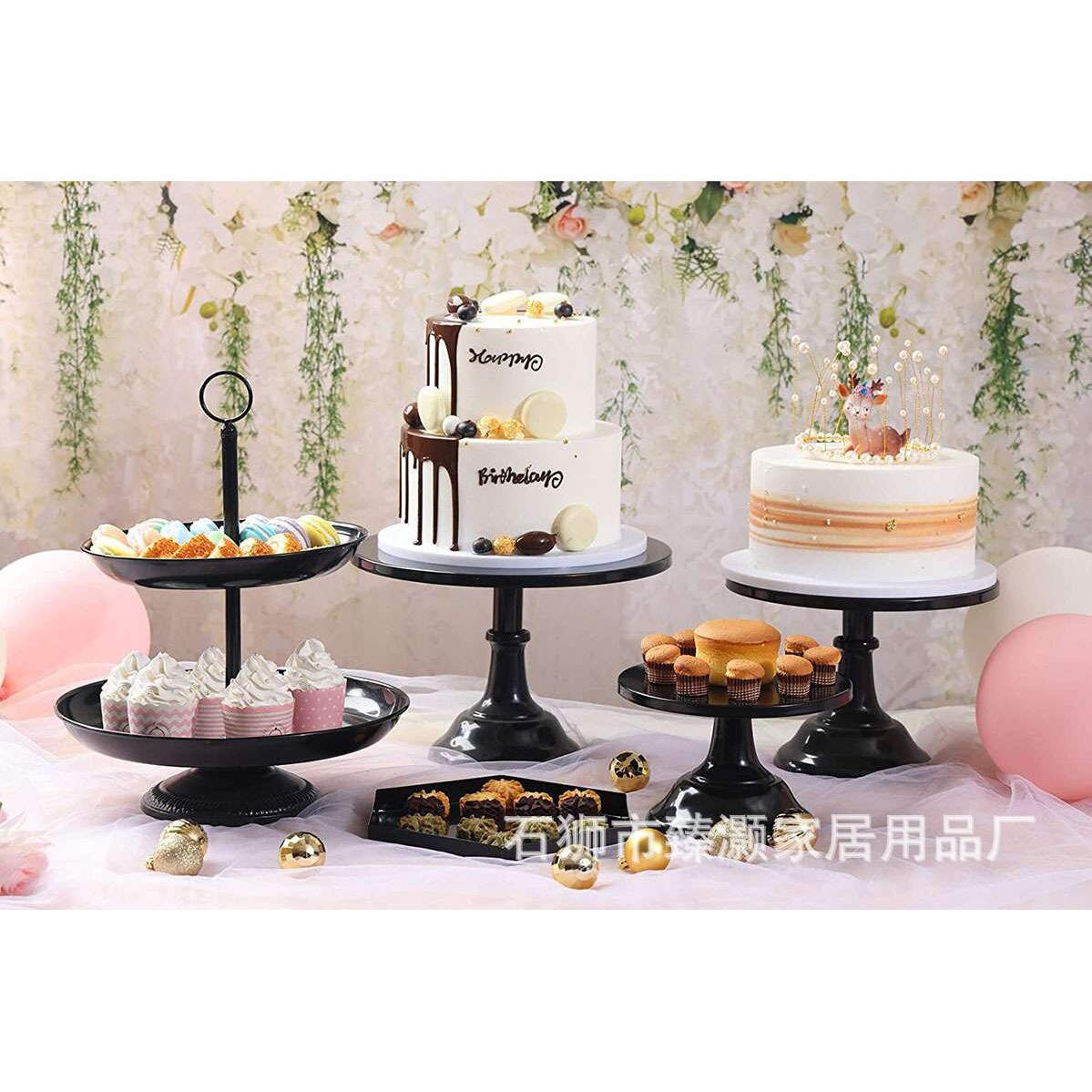 西式婚礼甜品台摆件 冷餐会蛋糕三层点心架 装饰展示架铁艺蛋糕架