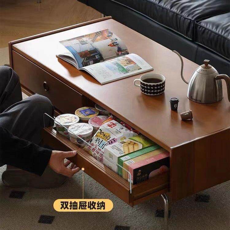 日式实木茶几客厅腾佳森59用小现户型中古北欧轻奢不茶锈钢复古家