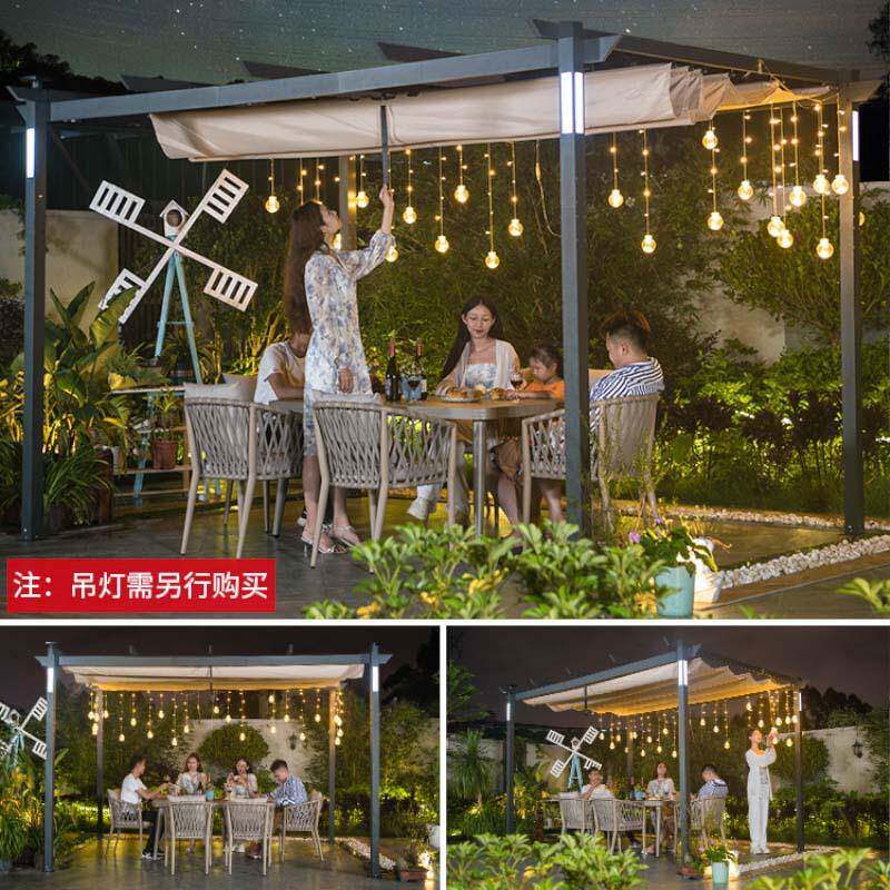 萄架遮棚户外别墅庭院铝合葡萄架凉阳亭休闲太葡阳能WWM金遮雨棚