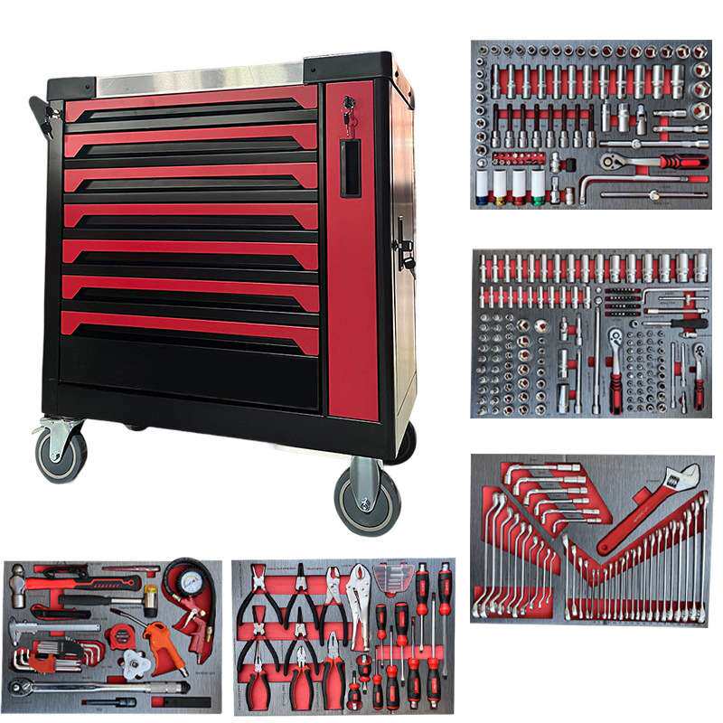 352件机修工具组套推车式汽修工具柜多用途七层重型维修工具车