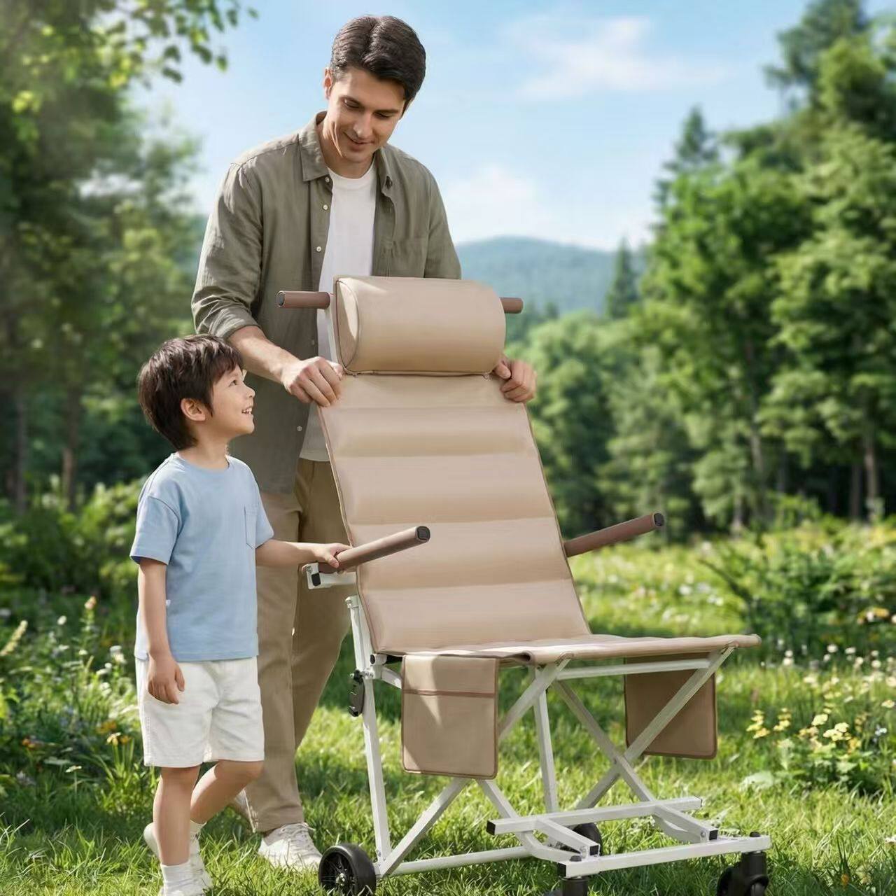 批发多功能儿童手推车可便携折叠椅可躺高承重成人户外旅行代步车