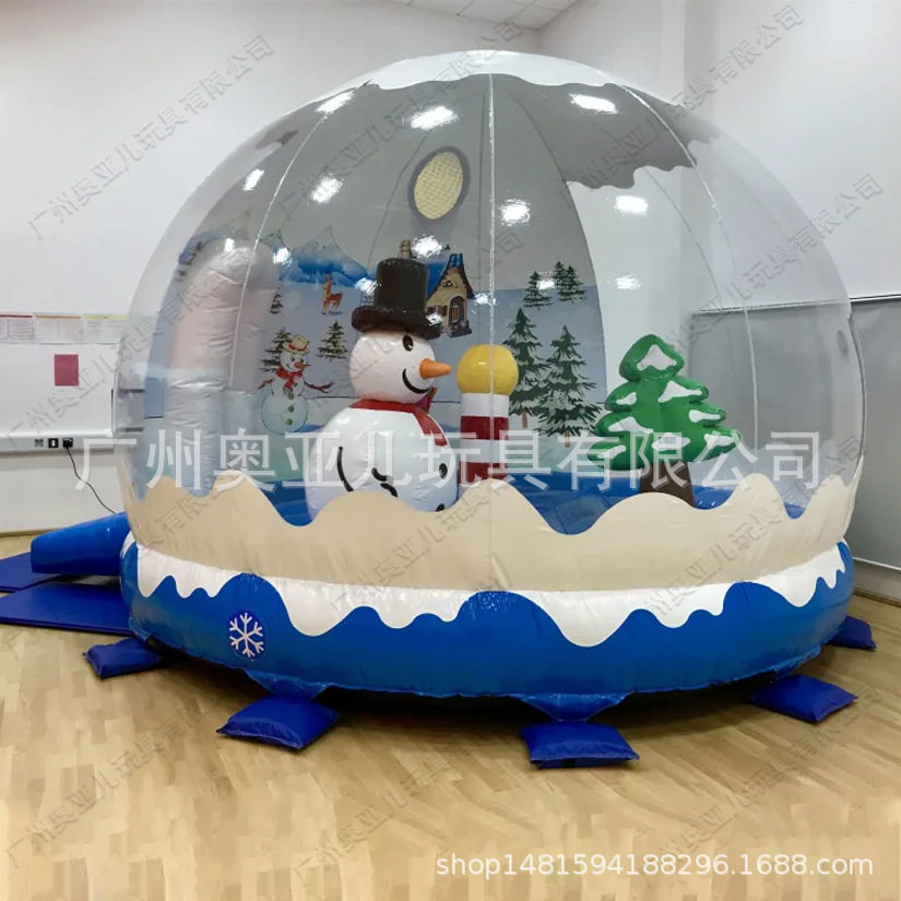 圣诞主题充气雪花球透明充气帐篷商场美陈展览道具水晶球气模厂家