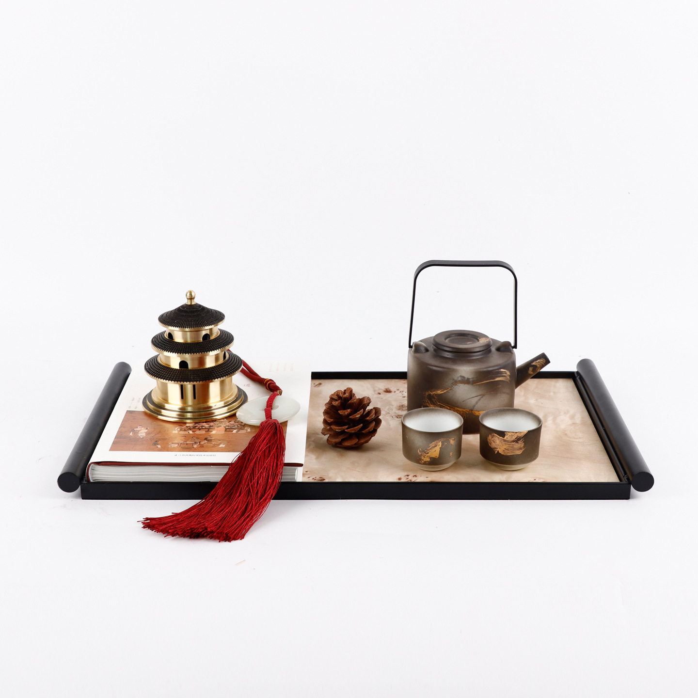 宋代美学新中式高端酒店玄关装饰品售楼处展示柜陈设桌面展厅摆件