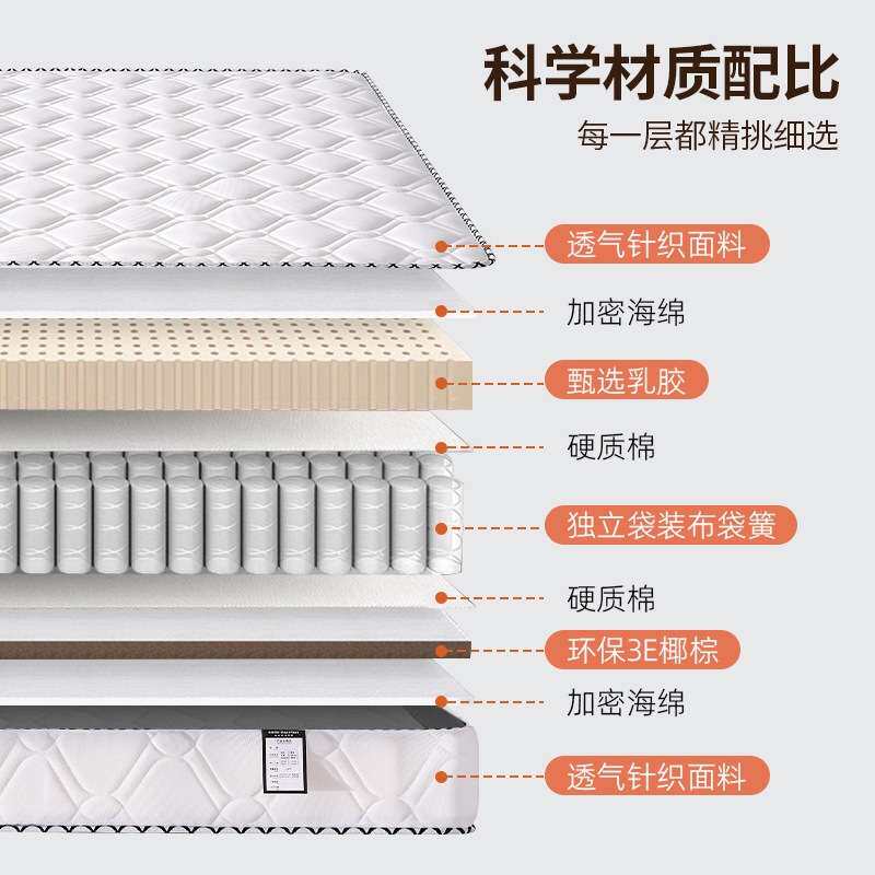 弹簧床垫家用20cm厚乳胶软垫双人卧室1.8米1.5m出租房椰棕硬垫子